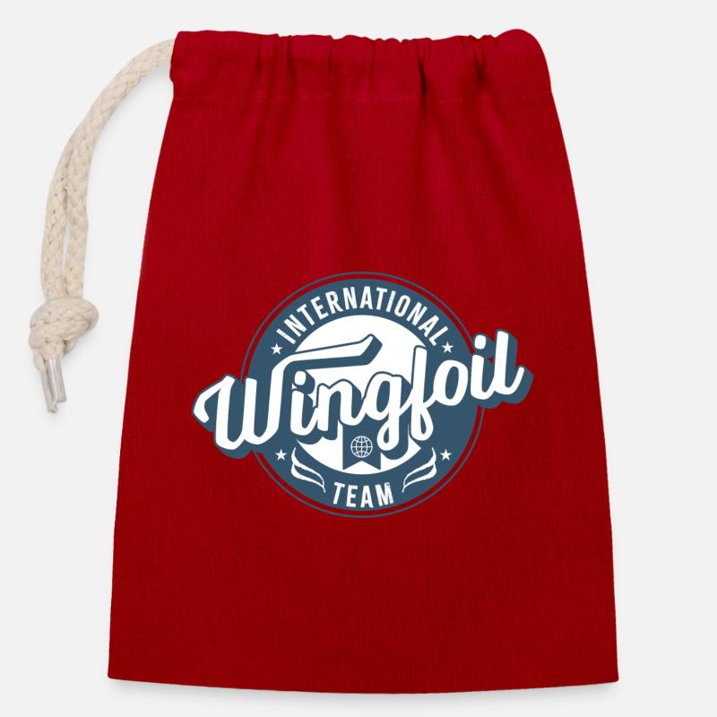 Équipe internationale de wingfoil - Sac cadeau en coton avec cordon (14 x 20 cm) - rouge