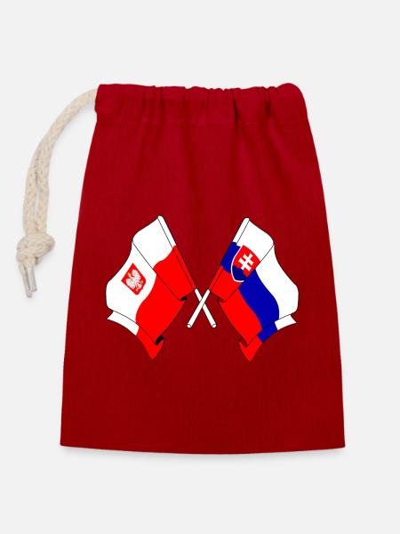 Flagge Polen, Slowakei - Verschließbarer Geschenkbeutel aus Baumwolle (14x20cm) - Rot
