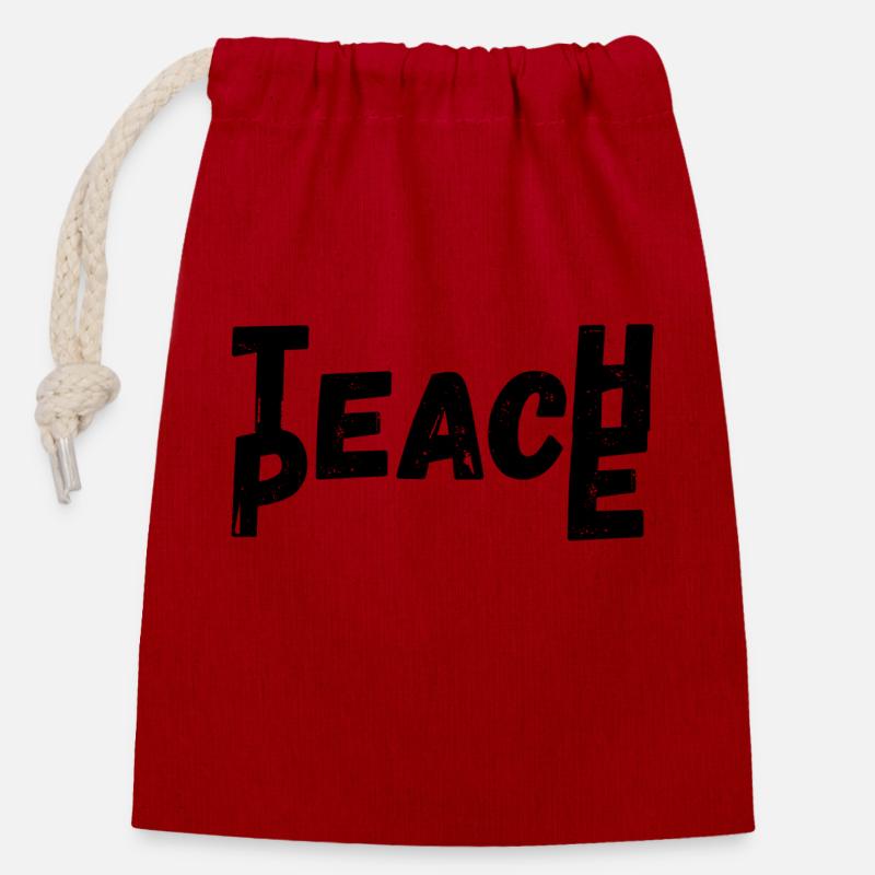 Teach Peace - Verschließbarer Geschenkbeutel aus Baumwolle (14x20cm) - Rot