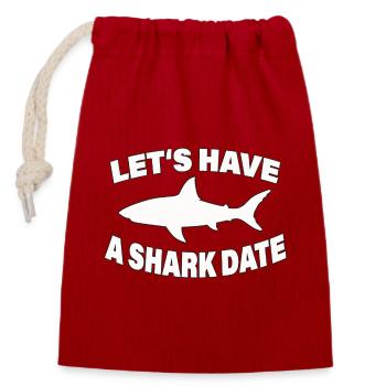 SHARK DATE - Closable cotton gift bag (14x20cm) - red - Front