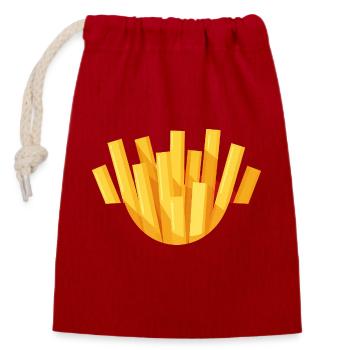 Tüte Pommes Frites Kostümersatz Verkleidung - Verschließbarer Geschenkbeutel aus Baumwolle (14x20cm) - Rot - Vorne