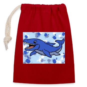 Mosasaurus Dino - Verschließbarer Geschenkbeutel aus Baumwolle (14x20cm) - Rot - Vorne