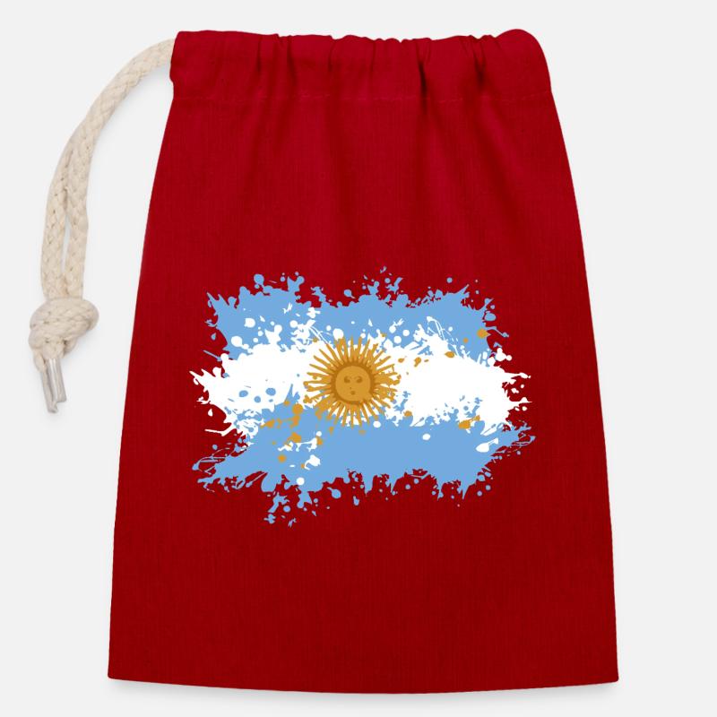 Argentina Flag Splash - Closable cotton gift bag (14x20cm) - red