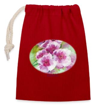 Grace – Lebendige Frühlingsblüten-Ellipse - Verschließbarer Geschenkbeutel aus Baumwolle (14x20cm) - Rot - Vorne