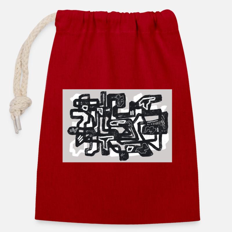 Small Turns - Closable cotton gift bag (14x20cm) - red