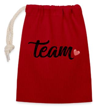 Équipe Herz - Sac cadeau en coton avec cordon (14 x 20 cm) - rouge - Devant