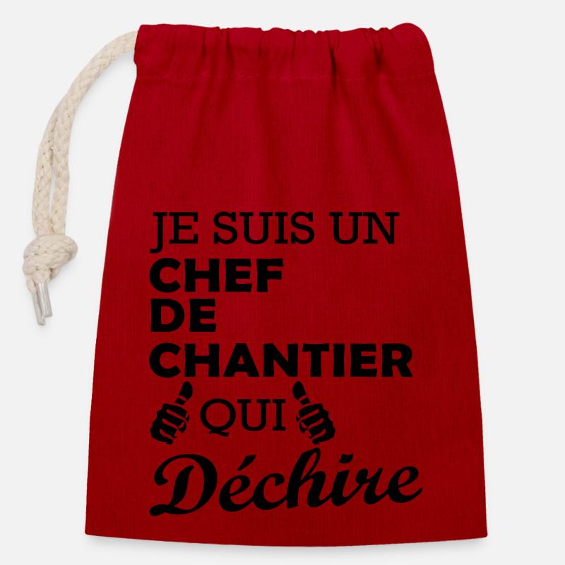 je suis un chef de chantier qui déchire - Sac cadeau en coton avec cordon (14 x 20 cm) - rouge