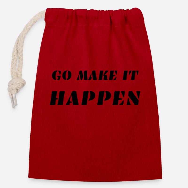 GO MAKE IT HAPPEN - Closable cotton gift bag (14x20cm) - red