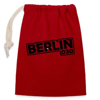 Berlin - 030 - Hauptstadt - Deutschland - Vorwahl - Verschließbarer Geschenkbeutel aus Baumwolle (14x20cm) - Rot - Vorne