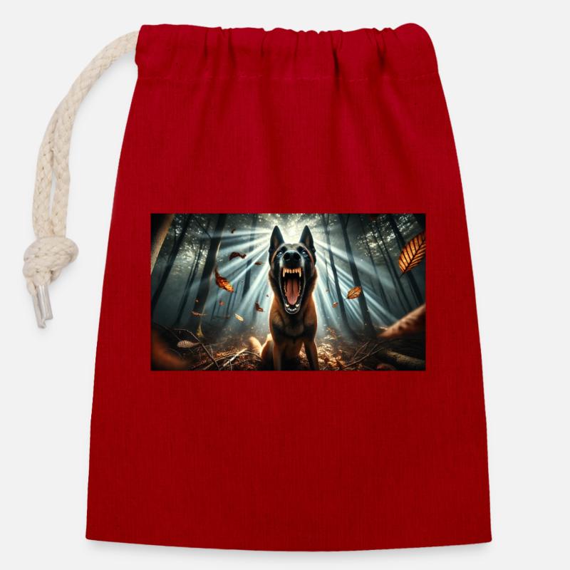 Malinois - Closable cotton gift bag (14x20cm) - red