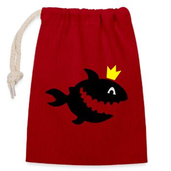 shark - Closable cotton gift bag (14x20cm) - red - Front