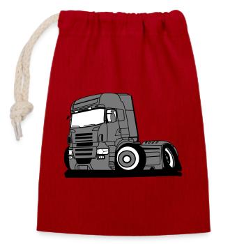 LKW Laster Fahrzeug Berufskraftfahrer - Verschließbarer Geschenkbeutel aus Baumwolle (14x20cm) - Rot - Vorne