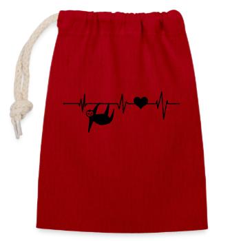 Herzschlag Faultier EKG Chiller Chill faul lustig - Verschließbarer Geschenkbeutel aus Baumwolle (14x20cm) - Rot - Vorne