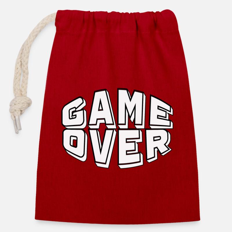 Game Over - Sac cadeau en coton avec cordon (14 x 20 cm) - rouge