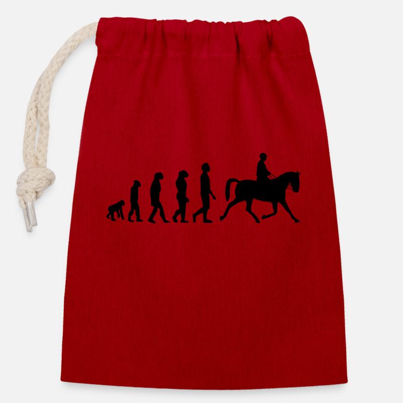 Équitation évolution - Sac cadeau en coton avec cordon (14 x 20 cm) - rouge