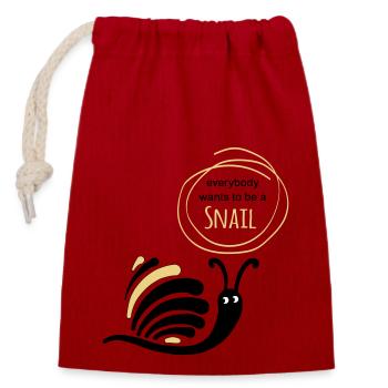 Snail - Closable cotton gift bag (14x20cm) - red - Front