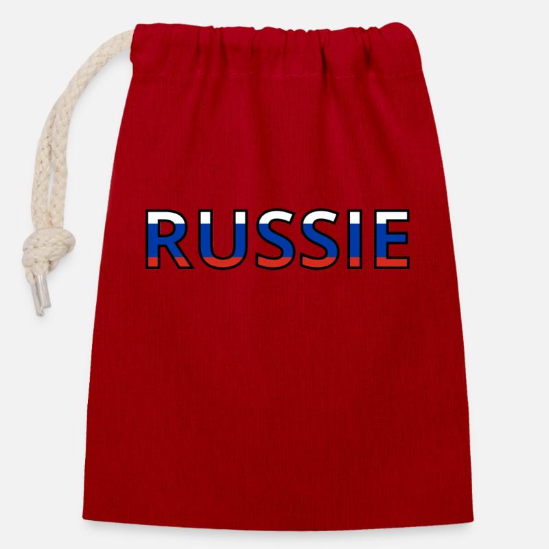 Drapeau russie - Sac cadeau en coton avec cordon (14 x 20 cm) - rouge