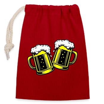 Bierglas Bier Anstossen - Verschließbarer Geschenkbeutel aus Baumwolle (14x20cm) - Rot - Vorne