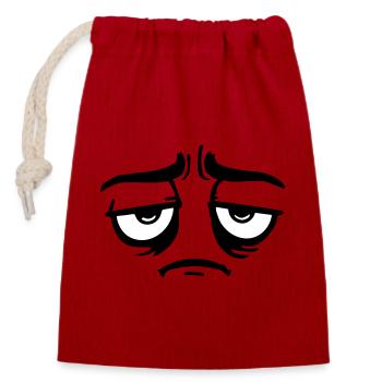 Mürrisches Trauriges Enttäuschtes Gesicht Lustig - Sac cadeau en coton avec cordon (14 x 20 cm) - rouge - Devant