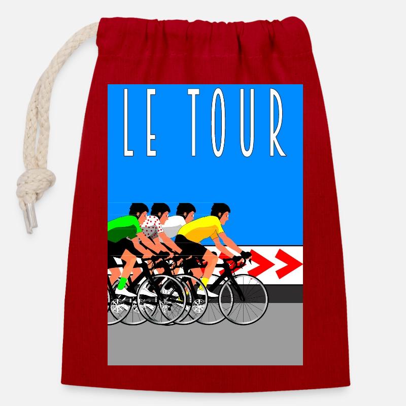 Le Tour - Closable cotton gift bag (14x20cm) - red