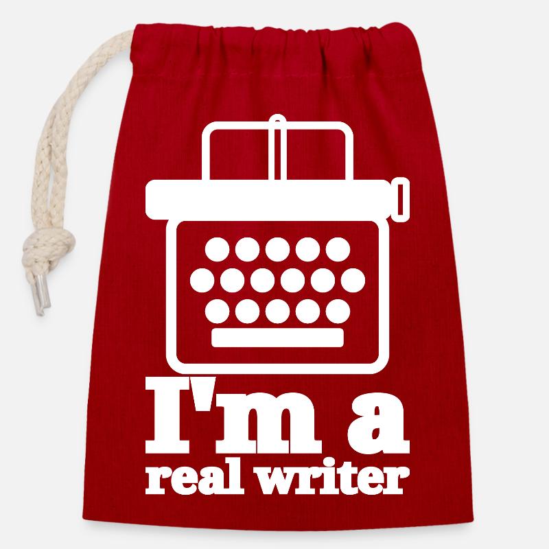 Real Writer - Sac cadeau en coton avec cordon (14 x 20 cm) - rouge