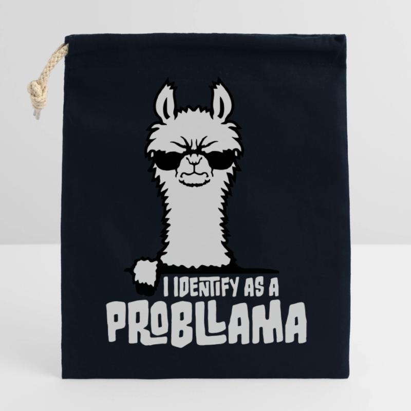 I Identify As A Probllama Cool Lama Problem Spruch Closable cotton gift bag (14x20cm)