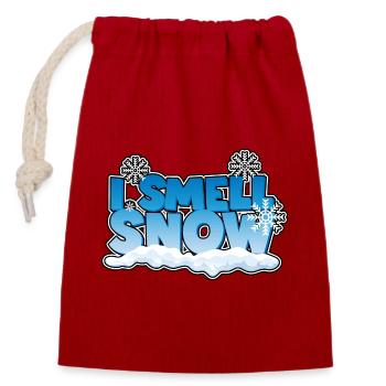 Je sens l’odeur de la neige - Sac cadeau en coton avec cordon (14 x 20 cm) - rouge - Devant