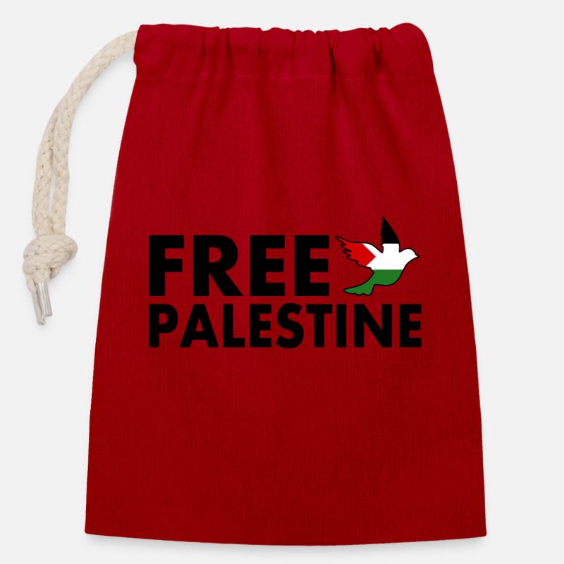 Free palestine - Verschließbarer Geschenkbeutel aus Baumwolle (14x20cm) - Rot