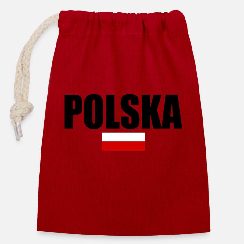 Polska - Verschließbarer Geschenkbeutel aus Baumwolle (14x20cm) - Rot