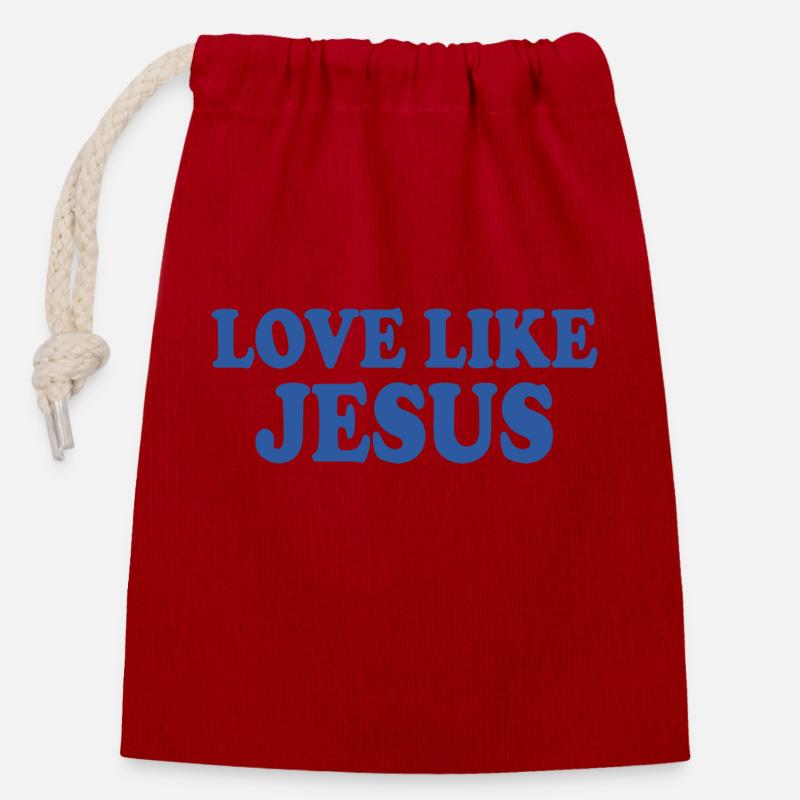 Love like jesus - Verschließbarer Geschenkbeutel aus Baumwolle (14x20cm) - Rot