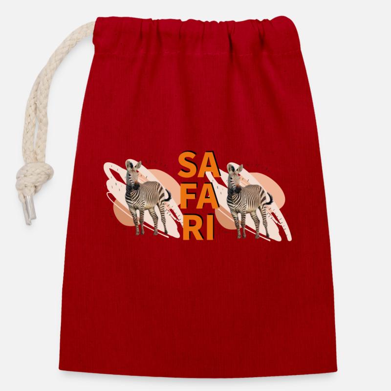 SA FA RI - Sac cadeau en coton avec cordon (14 x 20 cm) - rouge