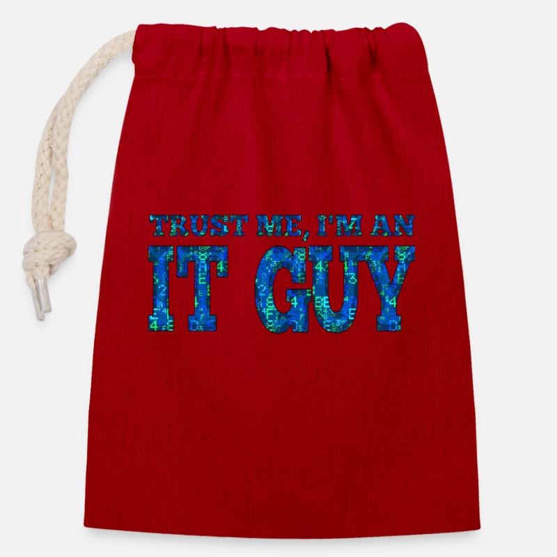 IT guy support geek computer computer geek technicien geek - Sac cadeau en coton avec cordon (14 x 20 cm) - rouge