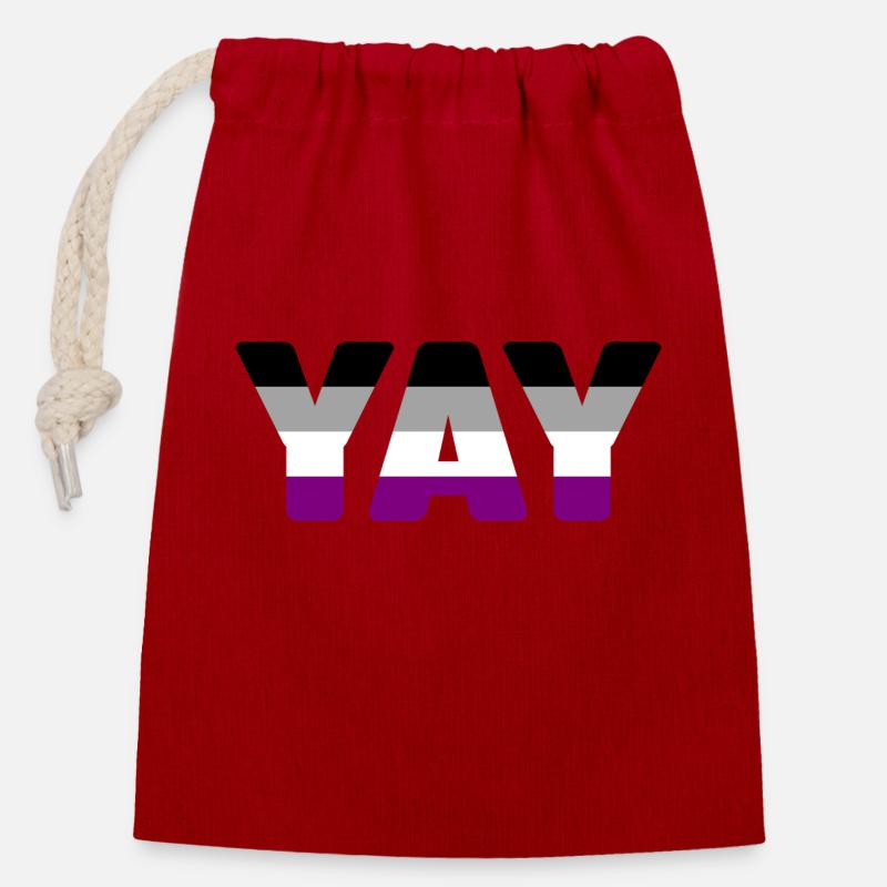 YAY Asexual - Sac cadeau en coton avec cordon (14 x 20 cm) - rouge