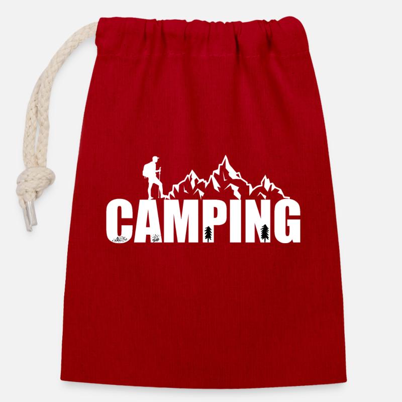 camping - Closable cotton gift bag (14x20cm) - red