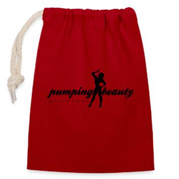 pumping beauty schriftzug - Verschließbarer Geschenkbeutel aus Baumwolle (14x20cm) - Rot - Vorne
