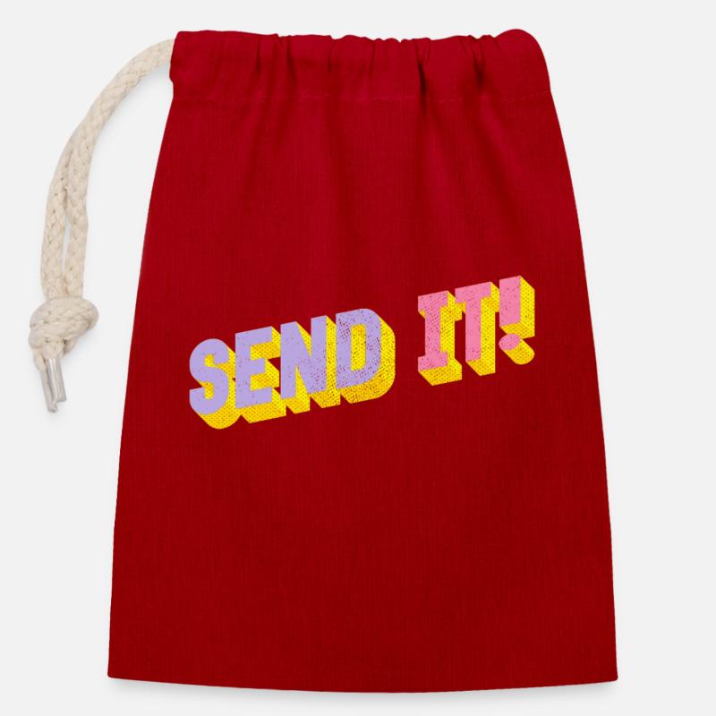 SEND IT! - Verschließbarer Geschenkbeutel aus Baumwolle (14x20cm) - Rot