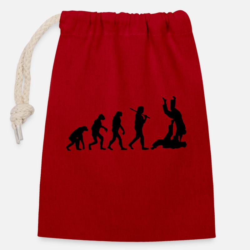 Judo - Sac cadeau en coton avec cordon (14 x 20 cm) - rouge