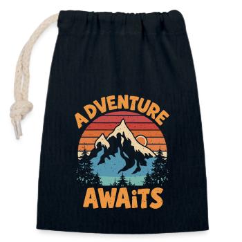 Adventure Awaits - Closable cotton gift bag (14x20cm) - navy - Front