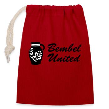 Bembel United - Das Frankfurter Original - Verschließbarer Geschenkbeutel aus Baumwolle (14x20cm) - Rot - Vorne