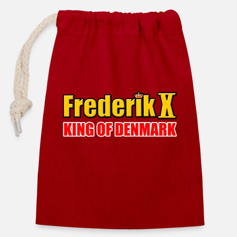 FREDERIK 10 - Roi de Danemark - Sac cadeau en coton avec cordon (14 x 20 cm) - rouge