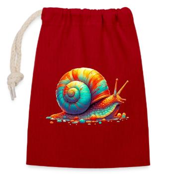 Snail - Closable cotton gift bag (14x20cm) - red - Front