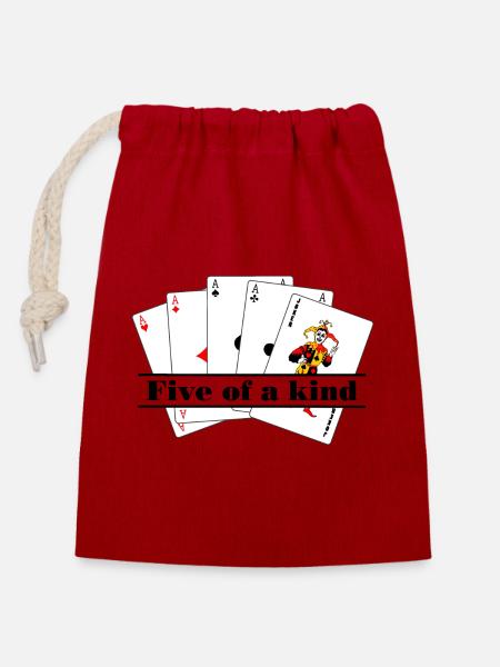 Fünffaches Textbanner - Verschließbarer Geschenkbeutel aus Baumwolle (14x20cm) - Rot