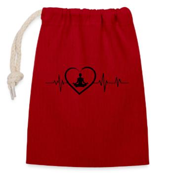 battement de cœur yoga - Sac cadeau en coton avec cordon (14 x 20 cm) - rouge - Devant