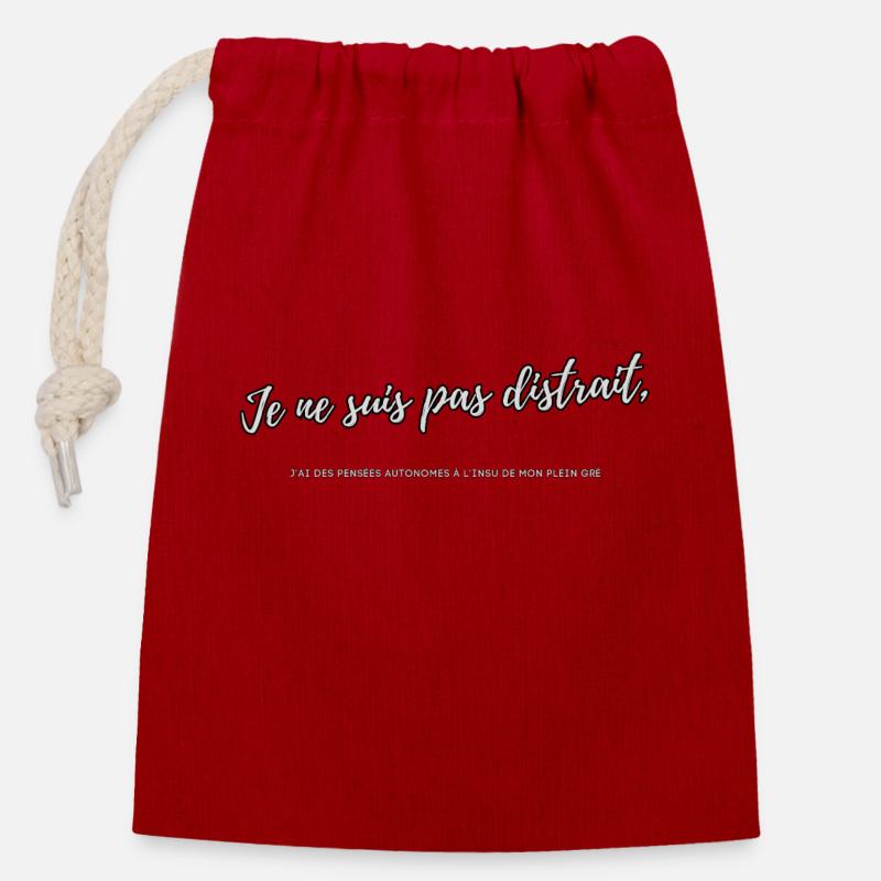 Distracted - Closable cotton gift bag (14x20cm) - red