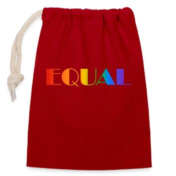 EQUAL RAINBOW TEXT - Closable cotton gift bag (14x20cm) - red - Front