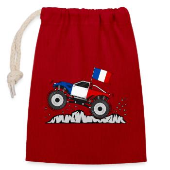Drapeau Monster Truck France - Sac cadeau en coton avec cordon (14 x 20 cm) - rouge - Devant