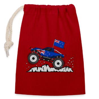 Monster Truck Drapeau de la Nouvelle-Zélande - Sac cadeau en coton avec cordon (14 x 20 cm) - rouge - Devant