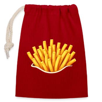 Kinder Verkleidung - Tüte Pommes - Verschließbarer Geschenkbeutel aus Baumwolle (14x20cm) - Rot - Vorne