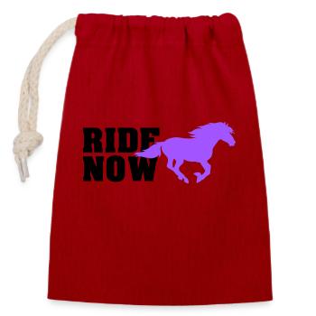 ride now - Closable cotton gift bag (14x20cm) - red - Front