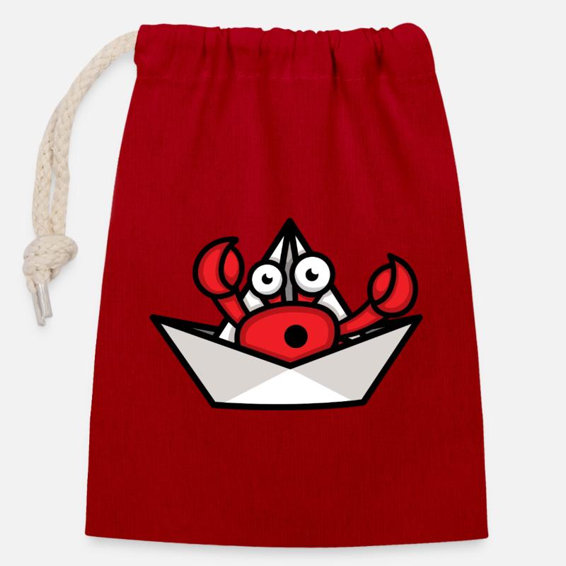 Hermit Crab - Closable cotton gift bag (14x20cm) - red